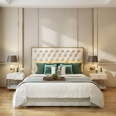 Estilo clásico inglés Cama doble Textil Chesterfield Camas 180x200cm