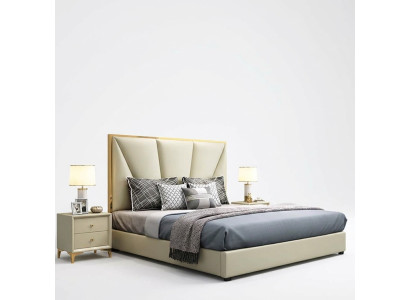 Conjunto de dormitorio cama Diseño Muebles de lujo Decoración Camas 2x Mesitas de noche 3 piezas