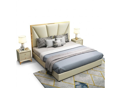 Cama de madera Camas Hotel de lujo Cama doble clásica Estructura de cama de estilo campestre