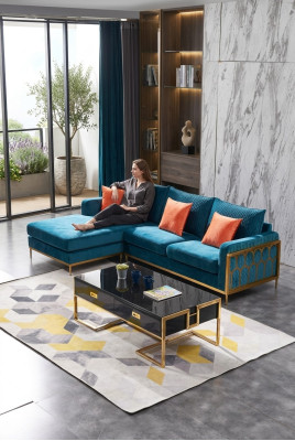 Tela moderna Sofá conjunto de salón Sofá de tela Conjunto de sofás Sofá en forma de L