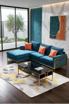 Tela moderna Sofá conjunto de salón Sofá de tela Conjunto de sofás Sofá en forma de L