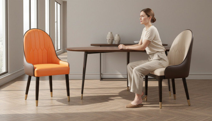 Silla de lujo de diseñador tapizada, silla con respaldo, sillas 1x butaca sala de estar comedor.
