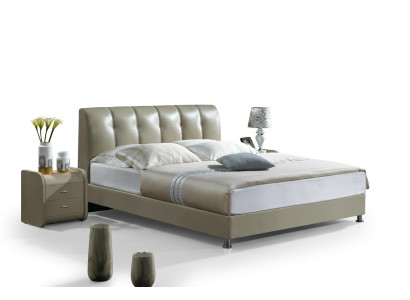 Diseño de lujo de cama acolchada de dormitorio de lujo, camas dobles de hotel de lujo, camas de cuero nuevas.