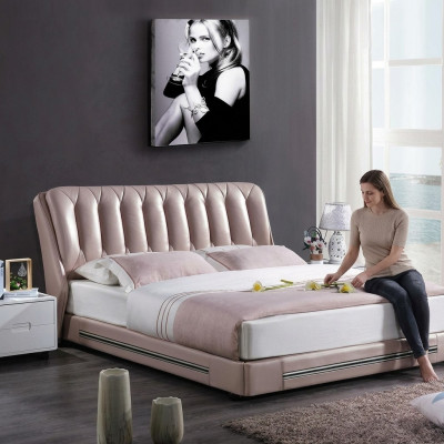 Estilo clásico inglés Cama doble Textil Cama moderna 180x200cm.