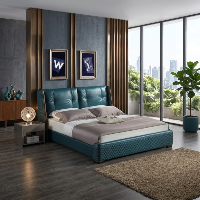 Cama de madera Camas de lujo.Hotel Cama doble Estructura de cama clásica Casa de campo