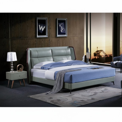 Cama acolchada de diseño de lujo doble cama de hotel para dormitorio de madera nueva 180x200cm
