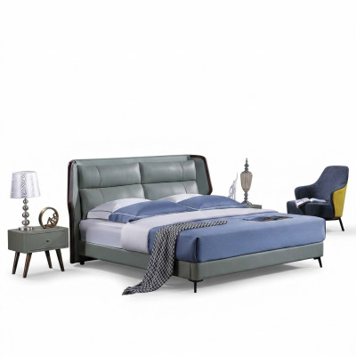 Cama acolchada de diseño de lujo doble cama de hotel para dormitorio de madera nueva 180x200cm