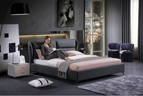 Diseño cama dormitorio camas de lujo textil hotel tapizado 180x200cm tela muebles