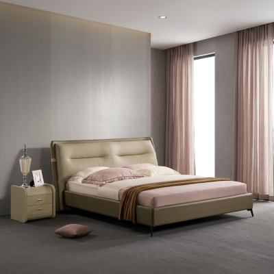 Cama doble Dormitorio Camas Muebles de lujo Cama doble Mobiliario de hotel Marrón