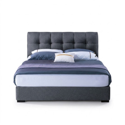 Diseño de cama de lujo doble de hotel matrimonial azul estilo blanco.