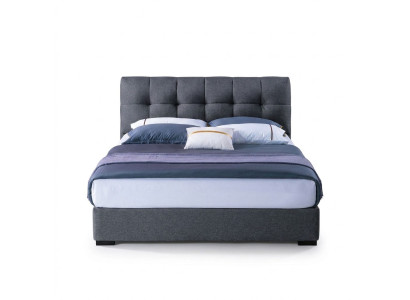 Diseño de cama de lujo doble de hotel matrimonial azul estilo blanco.