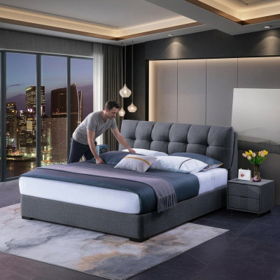 Diseño de camas Conjuntos de dormitorio Cama 2x Mesita de noche Muebles de lujo clásicos de 3 piezas