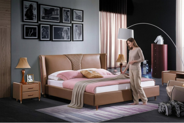Cama tapizada Muebles asequibles Dormitorio Cama doble Camas de lujo