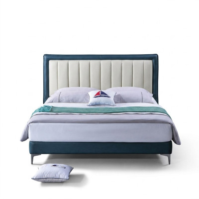 Diseño de lujo de cabecero de cama de cuero doble para hotel cama matrimonial decoración de madera para dormir