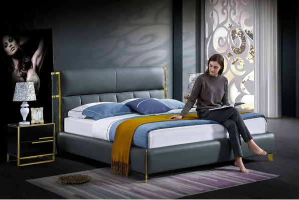 Diseño de cama acolchada de lujo para habitaciones matrimoniales de hotel textiles.