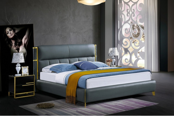 Diseño de cama acolchada de lujo para habitaciones matrimoniales de hotel textiles.