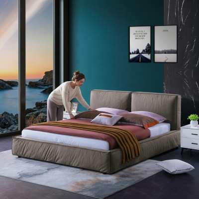 Diseño dormitorio cama lujo madera camas dobles matrimonio tapicería muebles 180x200 cm.