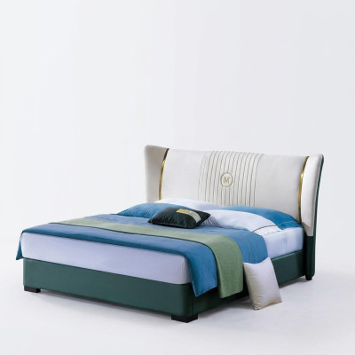 Cama de diseño de madera lujo doble matrimonial moderno marco dormitorio de hotel.