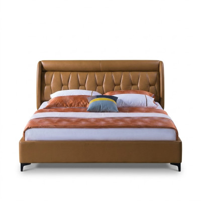 Diseño de cama de madera de dormitorio de lujo, cama doble matrimonial, muebles tapizados, 180x200cm.
