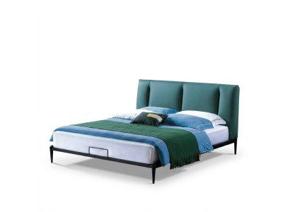 Diseño de cama verde doble de lujo matrimonial moderno con marco para dormitorio de hotel.