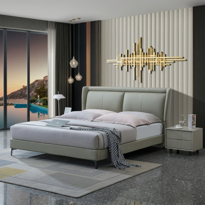 Diseño de cama de lujo acolchado, camas dobles de diseño, habitación de hotel para dormir, textil