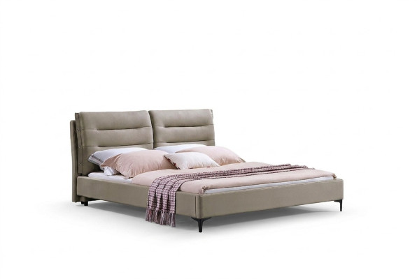 Muebles Camas Cama doble Dormitorio Lujo Cama doble Beige Hotel Mobiliario