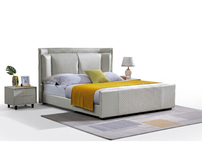 Conjunto de cama de diseño de dormitorio de lujo, con 2 mesitas de noche y estructura de cama de 3 piezas.