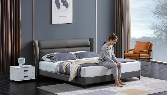 Cama de lujo cama de cuero cama tapizada cajón de cama dormitorio matrimonial cama doble.