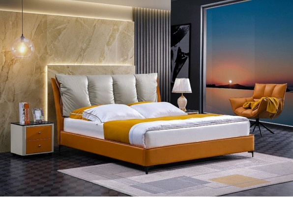 Juego de cama de lujo de 3 piezas con mesita de noche, muebles de dormitorio, colchón, estructura de cama nuevo.