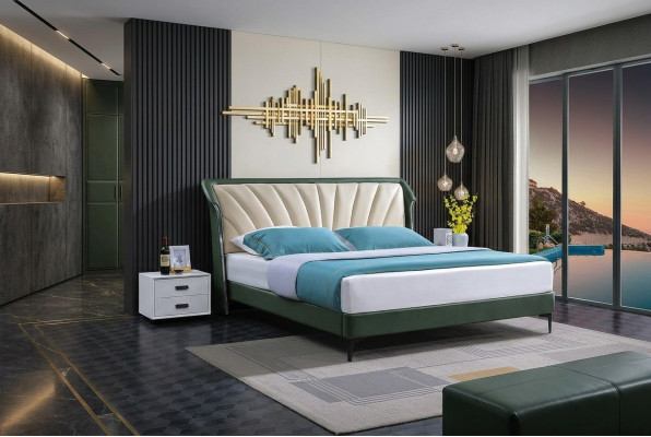 Estructura de cama de tela Muebles de lujo Camas modernas Textil Cama Diseño de dormitorio Nuevo