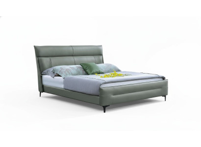 Completa cama Cama de cuero verde Camas Diseño de lujo Muebles de dormitorio 180x200