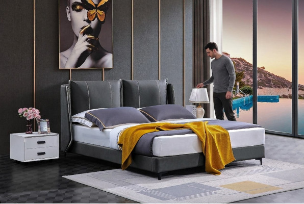 Cama doble dormitorio camas de lujo cama doble beige hotel mobiliario