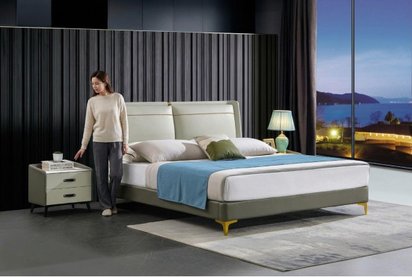 Diseño de muebles de dormitorio de lujo Cama tapizada Matrimonio Camas Cama doble