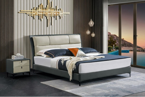Cama de diseño Marco de cama de hotel de metal Camas dobles Dormitorio de madera