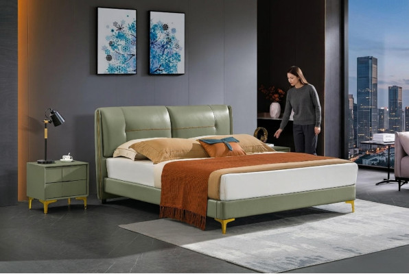 Cama tapizada de diseñador Cama Camas Tela Madera Decoración Lujo Cama doble Cama matrimonial