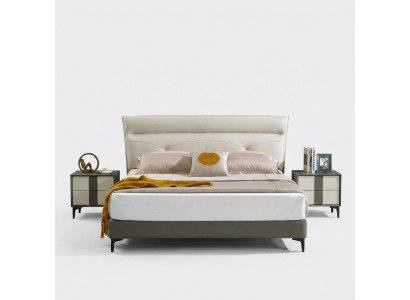 Dormitorio cama de cuero Conjunto completo de cama Mesitas de noche Conjunto de 3 piezas Hotel