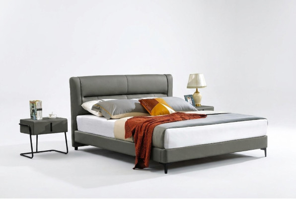 Dormitorio cama de cuero Juego completo de cama de 3 piezas Juegos de hotelería con mesitas de noche.