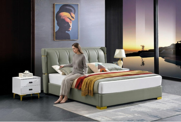 Dormitorio Cama de madera Madera real Cama Camas Hotel 180x200 Maciza
