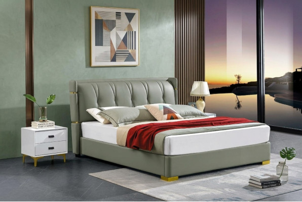 Dormitorio Cama de madera Madera real Cama Camas Hotel 180x200 Maciza