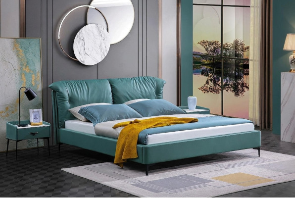 Dormitorio Cama Mesitas de noche Juego de 3 piezas Diseño Camas de lujo Madera