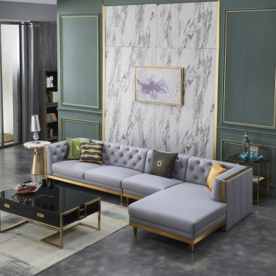 Sofá esquinero Sofá Couch Sofá de cuero Sofá de la sala de estar Muebles de lujo Forma en L