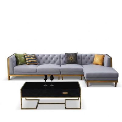 Sofá esquinero Sofá Couch Sofá de cuero Sofá de la sala de estar Muebles de lujo Forma en L