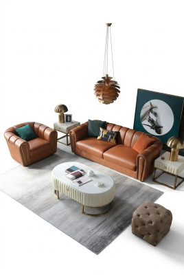 Conjunto de sofás de 3 + 1 plazas. Sofá clásico sofisticado con cojines y tapicería.