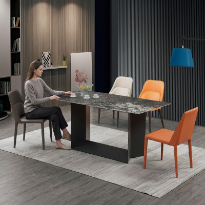 Mesa de alta calidad, mesas de lujo, muebles de comedor, pies de mármol de columnas.