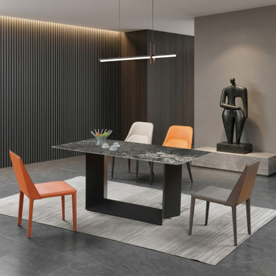 Mesa de alta calidad, mesas de lujo, muebles de comedor, pies de mármol de columnas.