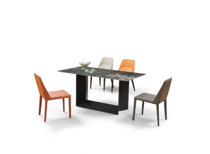 Mesa de alta calidad, mesas de lujo, muebles de comedor, pies de mármol de columnas.