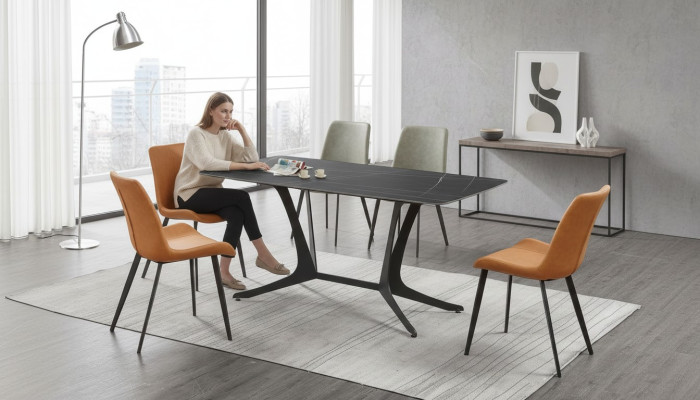 Mesa de comedor de diseño, mesa de comedor, decoración de sala de estar, mesas de diseño 180x90cm