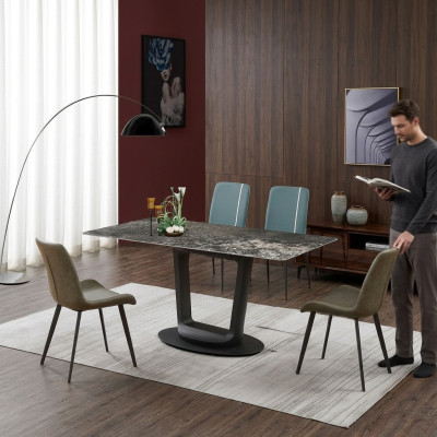 Mesa de comedor de lujo, mesa, diseño de mesa de acero inoxidable, muebles de comedor 180x90