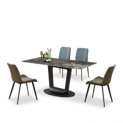Mesa de comedor de lujo, mesa, diseño de mesa de acero inoxidable, muebles de comedor 180x90