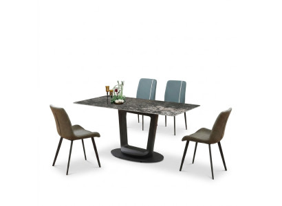 Mesa de comedor de lujo, mesa, diseño de mesa de acero inoxidable, muebles de comedor 180x90